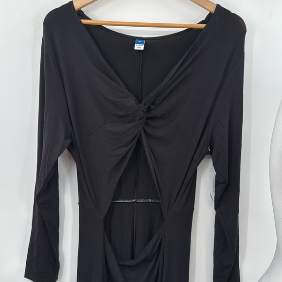 Old Navy Size XL Maxi Cut Out Long Sleeve Dress Black Twist-Front Black Jack - Picture 1 of 11